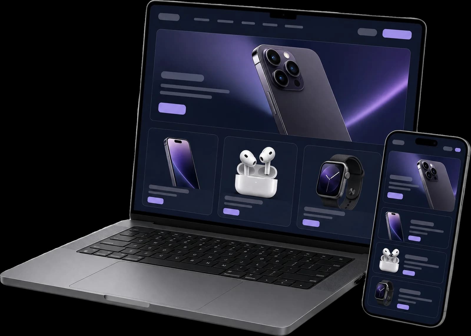 Illustration of the Phobias online store on a laptop and phone